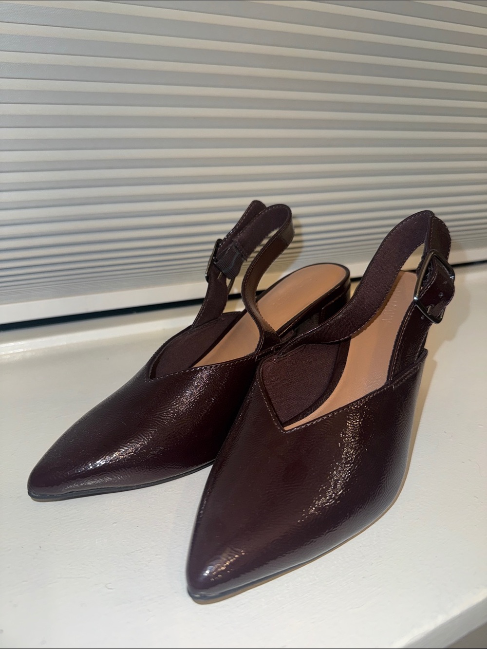 Women's Pointed Slingback Pumps in Deep Burgundy